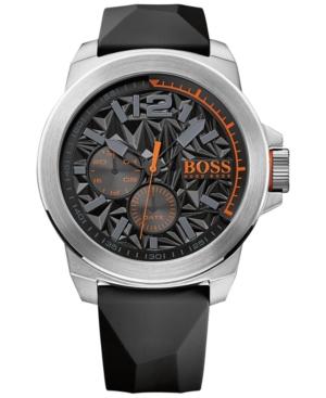 Hugo Boss Men's New York Black Silicone Strap Watch 50mm 1513346