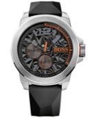 Hugo Boss Men's New York Black Silicone Strap Watch 50mm 1513346