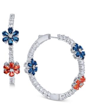 Joan Boyce Flower Crystal Pave Hoop Earrings