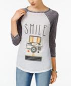 Mighty Fine Juniors' Smile Graphic Raglan T-shirt
