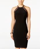 Morgan & Company Juniors' Mesh-trim Open-back Bodycon Dress