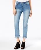 Black Daisy Juniors' Kate Fringe-trim Cropped Jeans