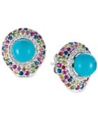 Le Vian Robin's Egg Turquoise (7 Ct. T.w.) And Sapphire (2-1/8 Ct. T.w.) Stud Earrings In 14k White Gold