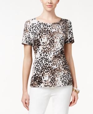 Jm Collection Textured Tee, Animal Dot Print