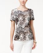 Jm Collection Textured Tee, Animal Dot Print
