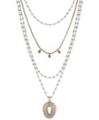 Lucky Brand Two-tone Layered Teardrop Pendant Necklace