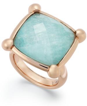 Bronzarte 18k Rose Gold Over Bronze Ring, Amazonite Doublet Square Ring (12 Ct. T.w.)