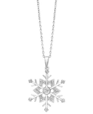 Diamond Snowflake Pendant Necklace In Sterling Silver (1/10 Ct. T.w.)