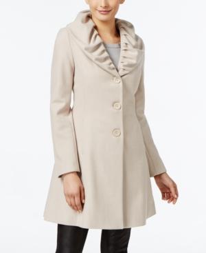 T Tahari Ruffled Skirted Walker Coat
