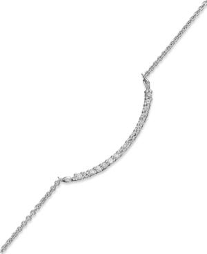 B. Brilliant 18k Gold Over Sterling Silver Or Sterling Silver Anklet, Cubic Zirconia Curved Bar Anklet (1/6 Ct. T.w.)