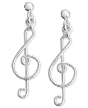 Giani Bernini Sterilng Silver Earrings, G-clef Music Note Earrings