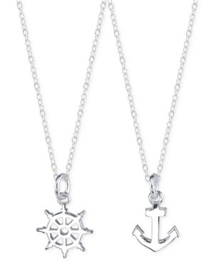 Unwritten Anchor And Helm Necklace Duo In Sterling Silver