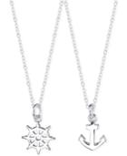 Unwritten Anchor And Helm Necklace Duo In Sterling Silver