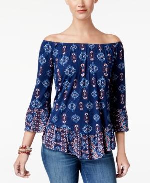 Style & Co Printed Off-the-shoulder Top, Created For Macy's