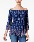 Style & Co Printed Off-the-shoulder Top, Created For Macy's