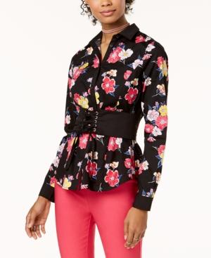 Xoxo Juniors' Cotton Printed Corset Blouse