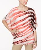 Jm Collection Printed Chiffon Poncho Top, Only At Macy's