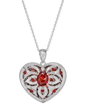 Garnet (2 Ct. T.w.) And Diamond (1/10 Ct. T.w.) Locket Pendant Necklace