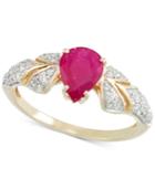 Rare Featuring Gemfields Certified Ruby (7/8 Ct. T.w.) And Diamond (1/3 Ct. T.w.) Ring In 14k Gold