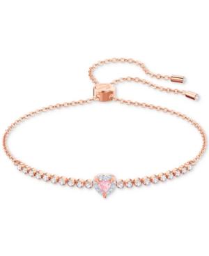 Swarovski Rose Gold-tone Crystal Heart Slider Bracelet