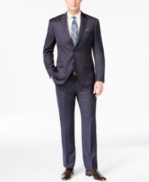 Tallia Slim-fit Navy Pindot Peak Lapel Suit