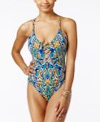 Bar Iii Monarchy Tribal-print Lace-up One-piece Swimsuit, Only At Macy's Women's Swimsuit