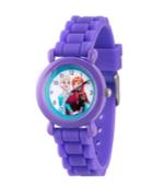 Disney Frozen Elsa And Anna Girls' Purple Plastic Time Teacher Watch
