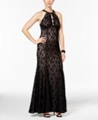 Nightway Petite Glitter Lace Halter Gown