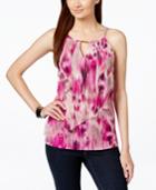 Inc International Concepts Petite Printed Keyhole Hardware Cascade Top, Only At Macy's