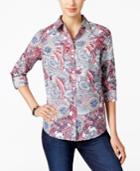 Charter Club Paisley-print Roll-tab Shirt, Only At Macy's