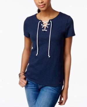 Tommy Hilfiger Solid Lace-up Tee