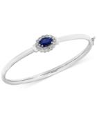 Royal Bleu By Effy Sapphire (1-3/8 Ct. T.w.) And Diamond (3/8 Ct. T.w.) Bangle Bracelet In 14k White Gold, Created For Macy's