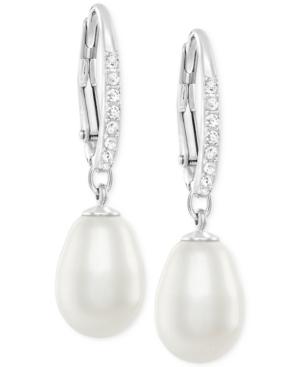 Swarovski Silver-tone Crystal Pearl Drop Earrings