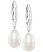 Swarovski Silver-tone Crystal Pearl Drop Earrings