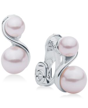 Anne Klein Silver-tone Imitation Pearl Swirl Clip-on Earrings