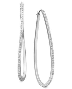 Sterling Silver Earrings, Diamond Accent Oval Twist Hoop Earrings