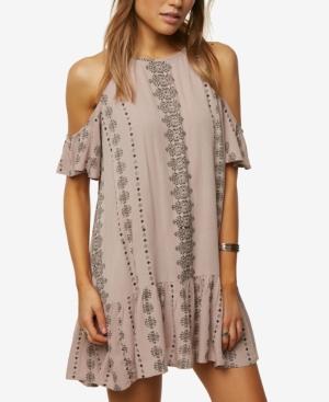 O'neill Juniors' Landon Printed Cold-shoulder Shift Dress