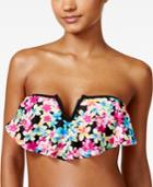 California Waves Summer Of Love Floral-print Flounce Bikini Top Women's Swimsuit