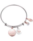 Unwritten Love You To The Moon Multi-charm Adjustable Bangle Bracelet In Stainless Steel