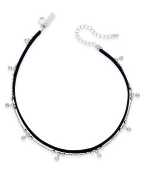 Inc International Concepts Silver-tone Faux-suede Choker Necklace, Created For Macy's