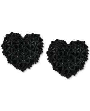 Betsey Johnson Black Heart Button Stud Earrings