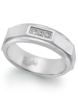 Men's Diamond Accent Flat-sided Band In Sterling Silver