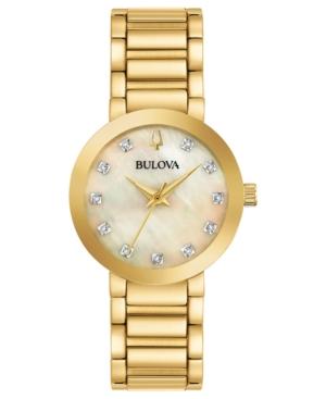 Bulova Women's Modern Diamond-accent Gold-tone Stainless Steel Bracelet Watch 30mm, A Macy's Exclusive Style