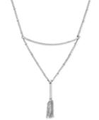 Bcbg Antique Silver-tone Chain Fringe Tassel Necklace