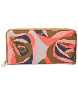Fossil Sydney Floral Leather Zip Around Wallet