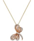 Diamond (1/10 Ct. T.w.) Dragonfly Pendant Necklace In 10k Gold