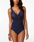 Miraclesuit Dot-print Tummy-control Ruched One-piece Swimsuit Women's Swimsuit