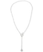 Crystal Disc Lariat Necklace In Silver-plated Metal