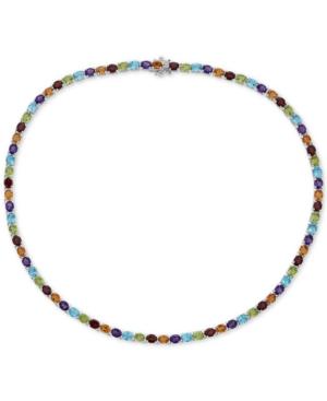 Multi-gemstone Link Necklace (30 Ct.t.w) In Sterling Silver