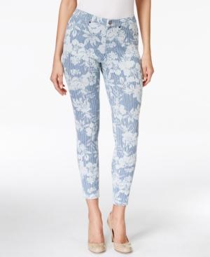 Hue Floral Stripe Super Smooth Denim Leggings